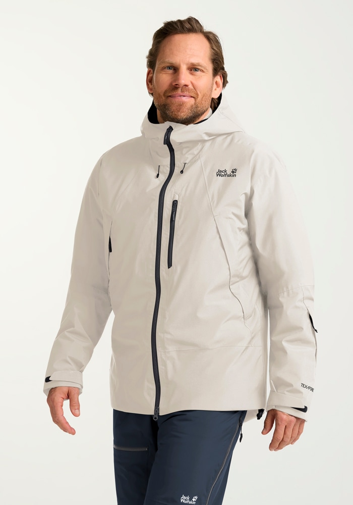 Skijacke JACK WOLFSKIN "FLOWLINE PRO 2L INS JKT M", Herren, Gr. M (50), beige (palesand), Oberstoff: 100% POLYESTER; Füllung 1: 100% POLYESTER; Futter 1: 100% POLYESTER, Jacken Skijacke