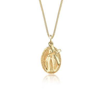 Kette mit Anhänger ELLI "Kreuz Marienbild Glaube Religion 925 Silber" Gr. 55, gold, Halsketten, Damen, 55, ohne Stein, Silber 925 (Sterlingsilber), L: 45cm Image