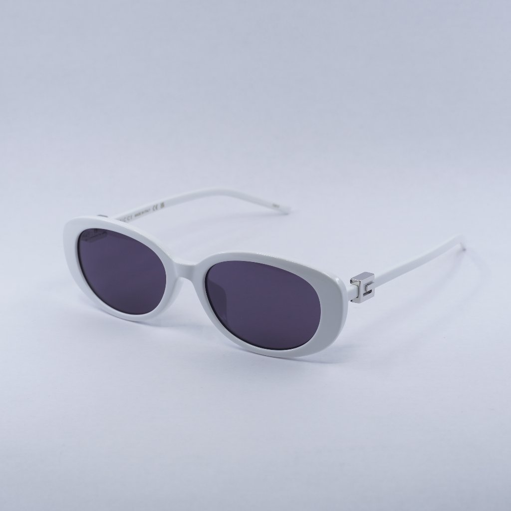 Gucci Accessories | Gucci Gg1684sa 006 Sunglasses White Oval Frame, Grey Lenses | Color: Gray/White | Size: 55 - 18 - 145