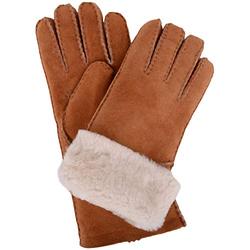 Ladies 100% Sheepskin Tan Gloves with Long Optional Turn Back Cuff. Size Medium