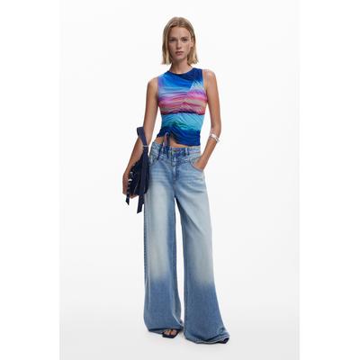Wide leg denim trousers