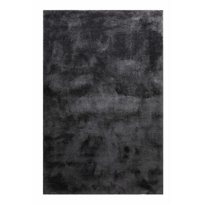 Teppich HOMIE LIVING "Pisa", grau (anthrazit), B:70cm H:25mm L:140cm, Polyester, Teppiche, Hochflor, Microfaser, uni, weich, Shaggy, Wohnzimmer, Schlafzimmer Image