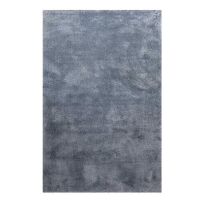 Teppich HOMIE LIVING "Pisa", blau (blau grau), B:120cm H:25mm L:170cm, Polyester, Teppiche, Hochflor, Microfaser, uni, weich, Shaggy, Wohnzimmer, Schlafzimmer Image