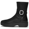 Plateaustiefelette FITFLOP "F-LUMA CRYSTAL", Damen, Gr. 38, schwarz, Leder, Lederimitat, casual, Schuhe, Boots, Chunky Boot mit Plateausohle