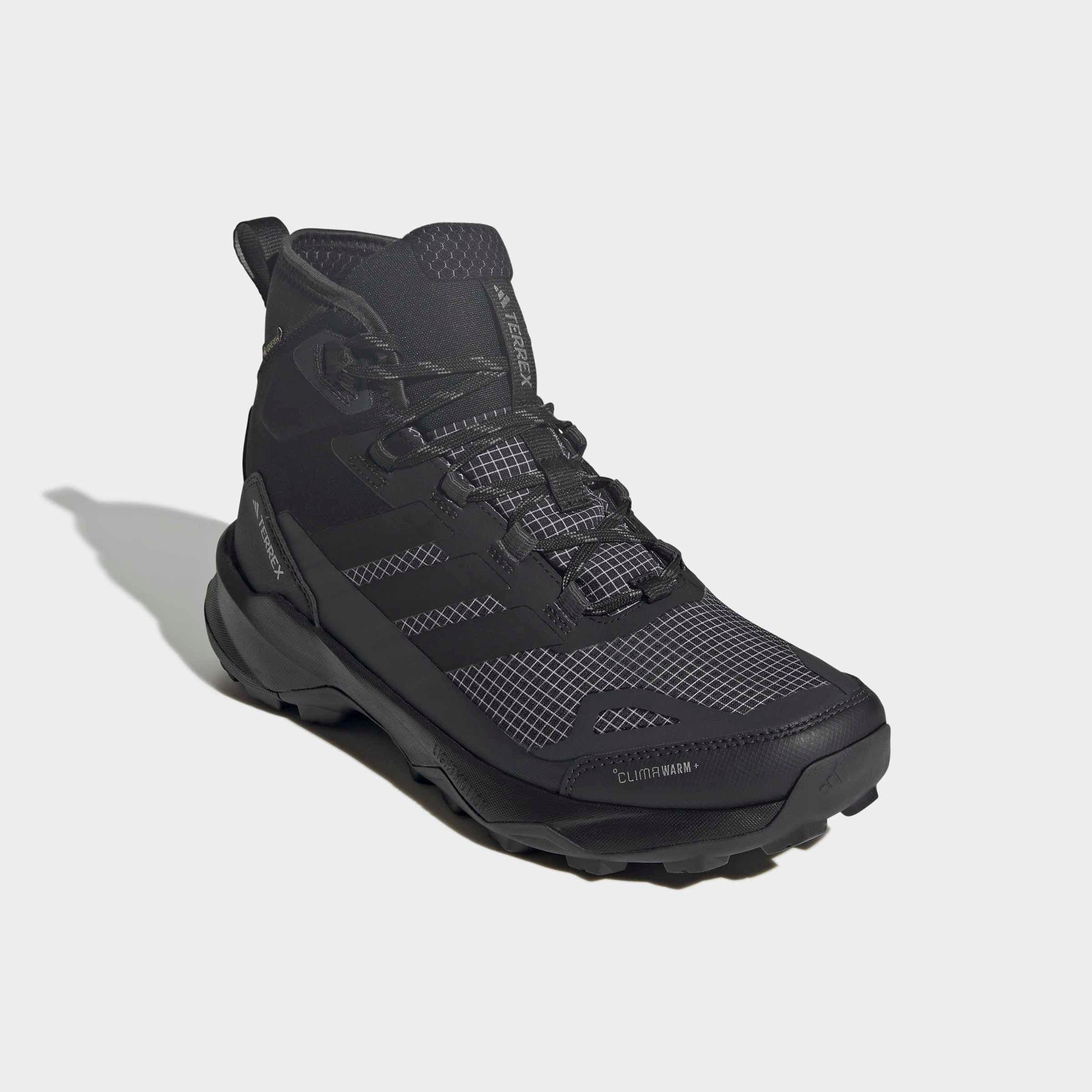 Wanderschuh ADIDAS TERREX "TERREX SKYCHASER AX5 MID GORE-TEX CLIMAWARM+", Herren, Gr. 48, schwarz (core schwarz, core schwarz, carbon), Synthetik, Textil, Schuhe Wanderschuh, wasserdicht und wärmend