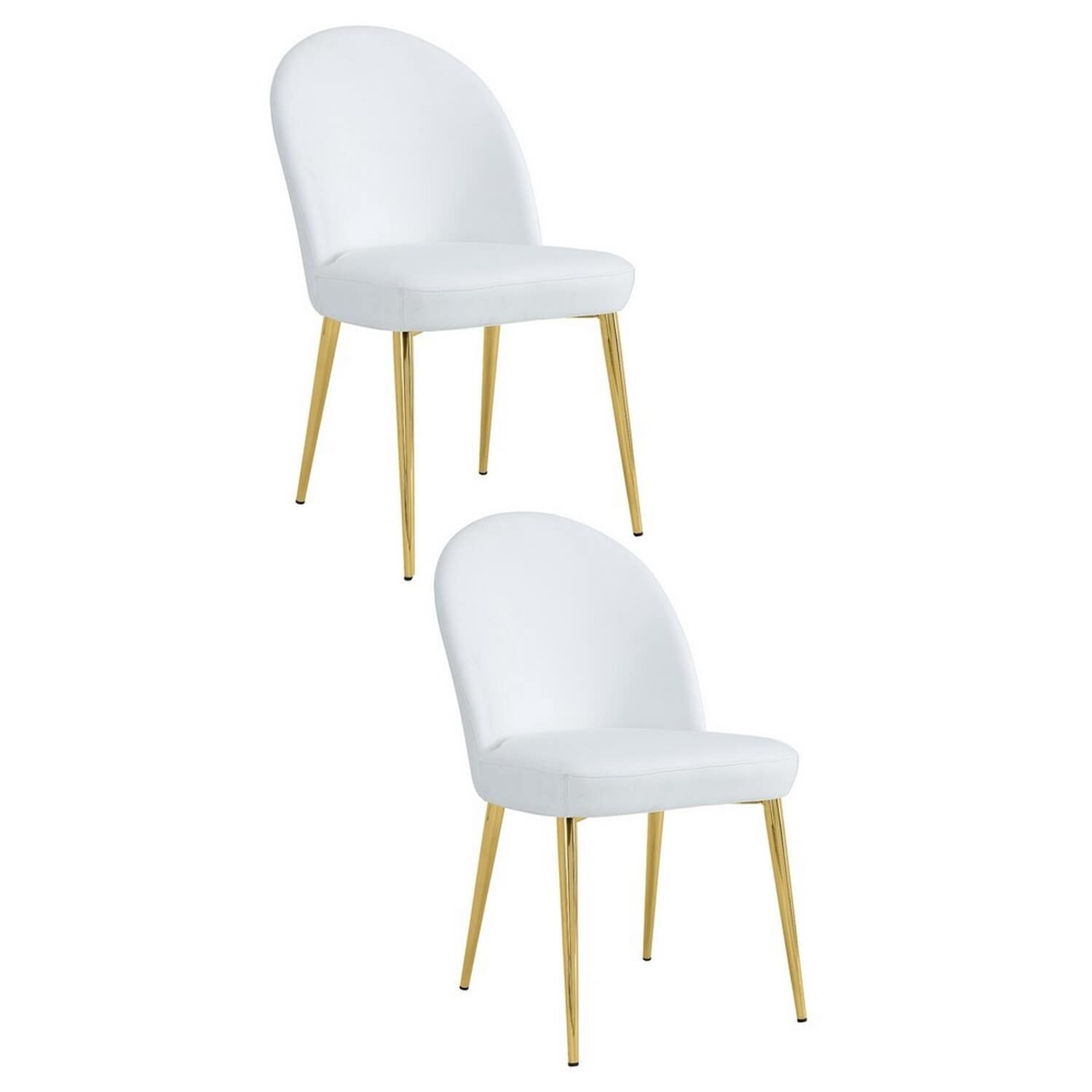 Gold/White Faux Leather Upholstered Metal Frame Dining Chair, Set of 2, Sturdy Dining Chair for Dining Rooms - 17.5