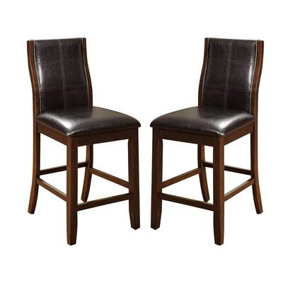 Transitional Dining Room Counter Height Chairs Set of 2pc High Chairs only Brown Cherry Unique Curved Back