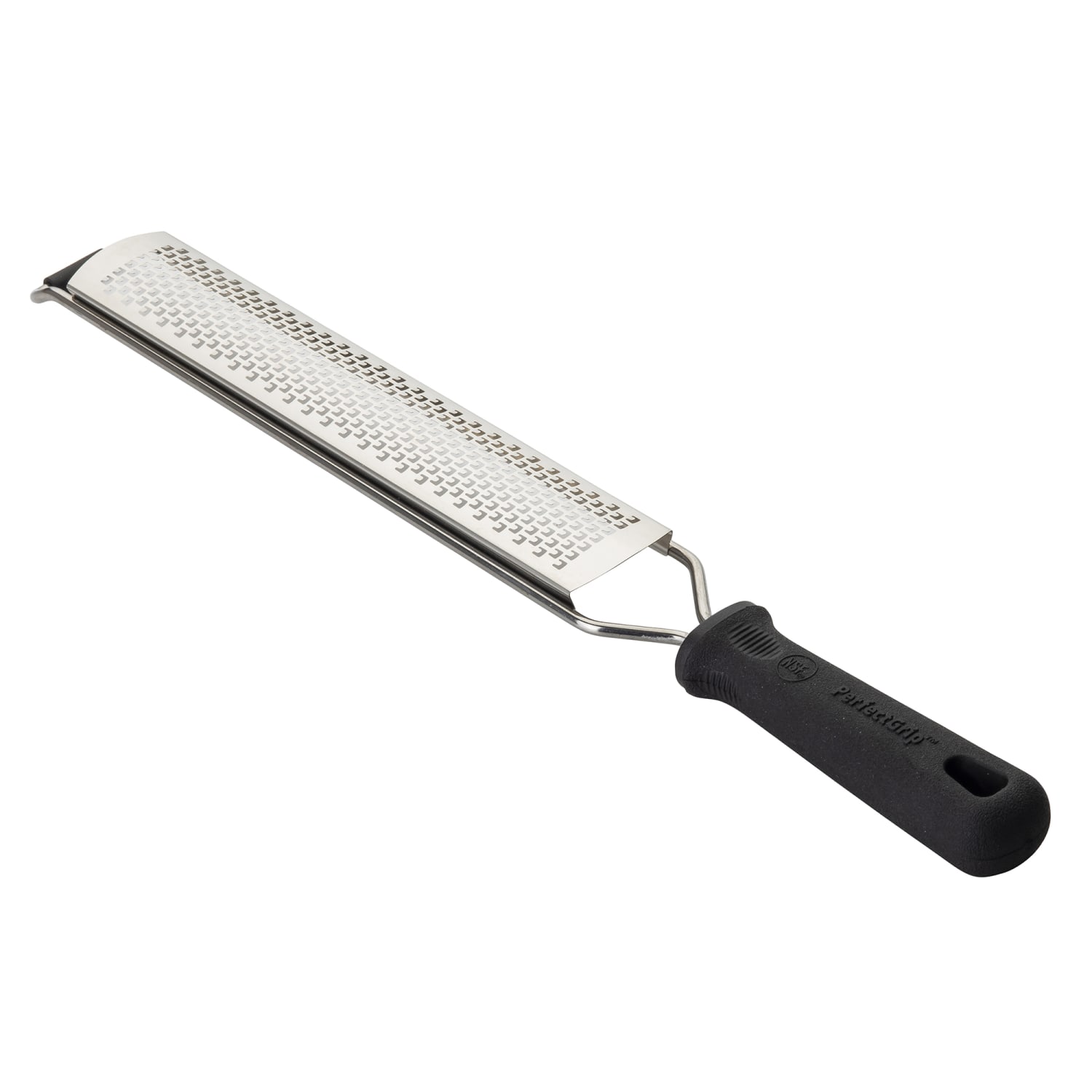 Tablecraft 10979 12 1/2 Microplane Grater/Zester w/ Ergonomic Soft Grip Handle, Black, Silver