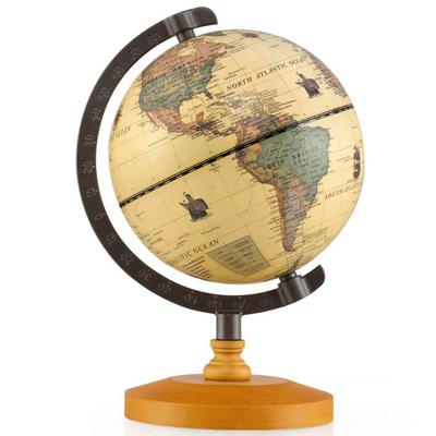Costway Antique Globe Dia 5.5 Inch Mini Rotating World Globe with Wooden Base-Brozen