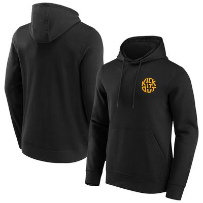 Kick It Out Slogan Graphic Hoodie – Schwarz/Gold – Herren Image