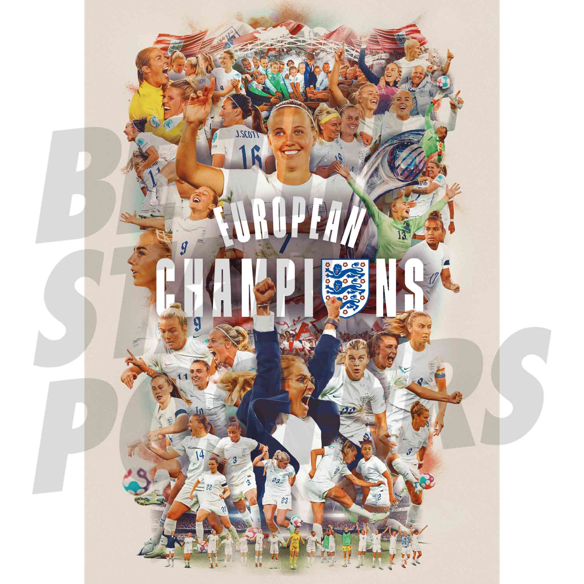 England Lionesses Europameisterinnen 22 Montage A2 Poster Image
