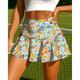 Per donna Piante Floreale Motivo Floreale Gonne da tennis Patchwork Tasca 2 in 1 UPF50 Resistente ai Raggi UV Multistrato Pallavolo Tennis Badminton Pantaloncini Gonna Blu giallo Abbigliamento da