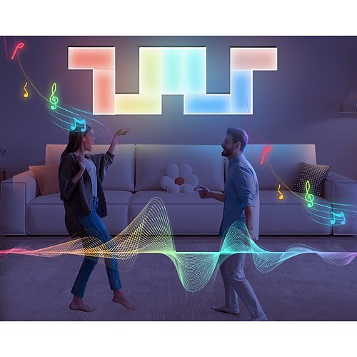luci da parete a LED rettangolari, luci per configurazioni di gioco per la casa intelligente, pannelli luminosi a LED fai da te RGB-IC, funzionano con Alexa, Google Assistant, app controllo vocale,