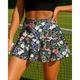 Per donna Piante Floreale Motivo Floreale Gonne da tennis Patchwork Tasca 2 in 1 UPF50 Resistente ai Raggi UV Multistrato Pallavolo Tennis Badminton Pantaloncini Gonna Nero Abbigliamento da tennis