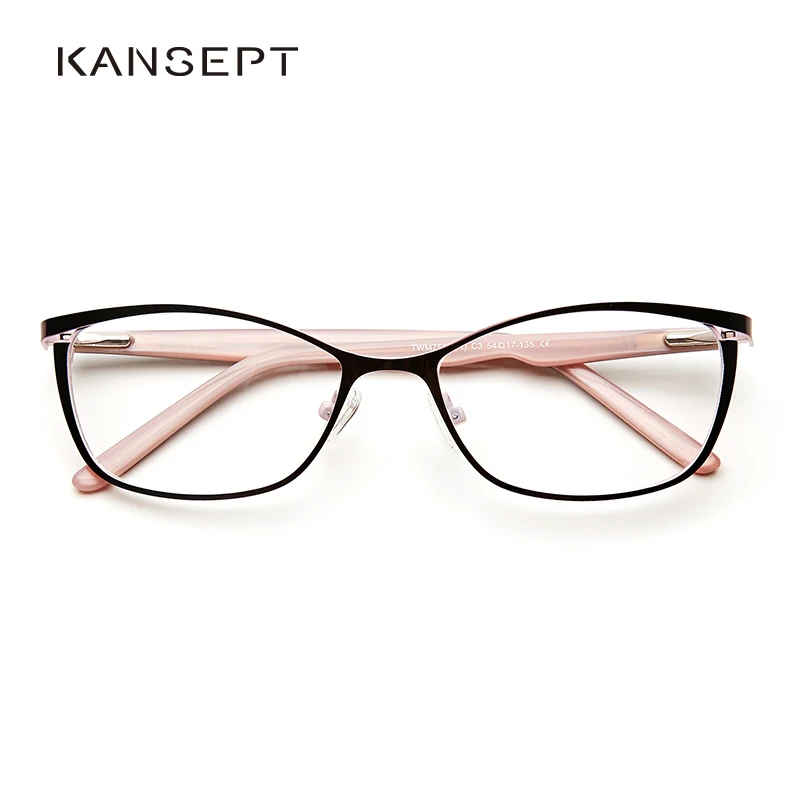 Metall Brille Rahmen Frauen Marke Designer Weibliche Vintage Cat Eye Brillen Rosa Volle Myopie Optische Rahmen Auge Image
