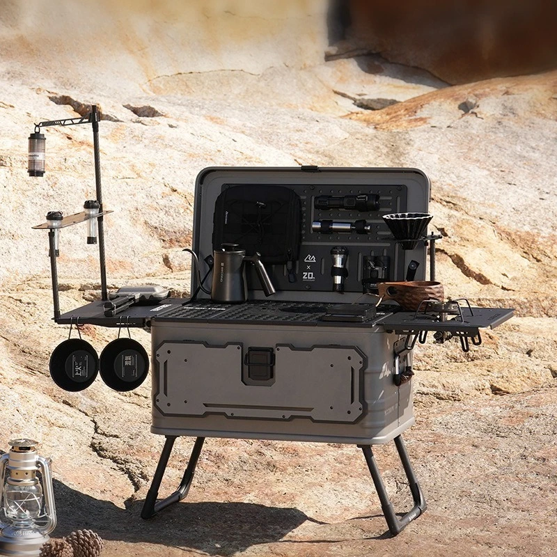 Outdoor-Aufbewahrungsbox aus Aluminium-Magnesium-Legierung, Camping, großes Fassungsvermögen, mit Stativ Image