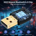 Adattatore dongle USB Bluetooth 6.0 per PC Laptop Mouse Tastiera Tablet Telefono Stampante Altoparlante da gioco Ricevitore di trasmissione USB wireless