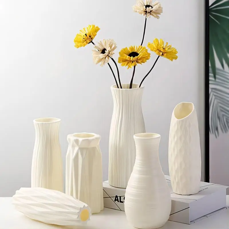 1pc Nordic Kunststoff Vase Einfache Kleine Frische Blumentopf Lagerung Flasche für Blumen Wohnzimmer Moderne Hause Dekorationen Ornamente Image