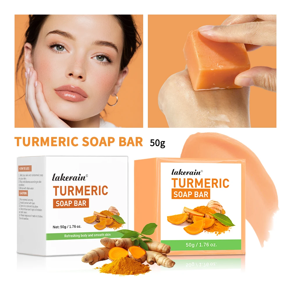 Handgemachte Kurkuma-Seife für Gesicht, Körper, Achsel, Aufhellung, Aufhellung, Reiniger für dunkle Flecken, zarte Hautpflege, Schönheit Image