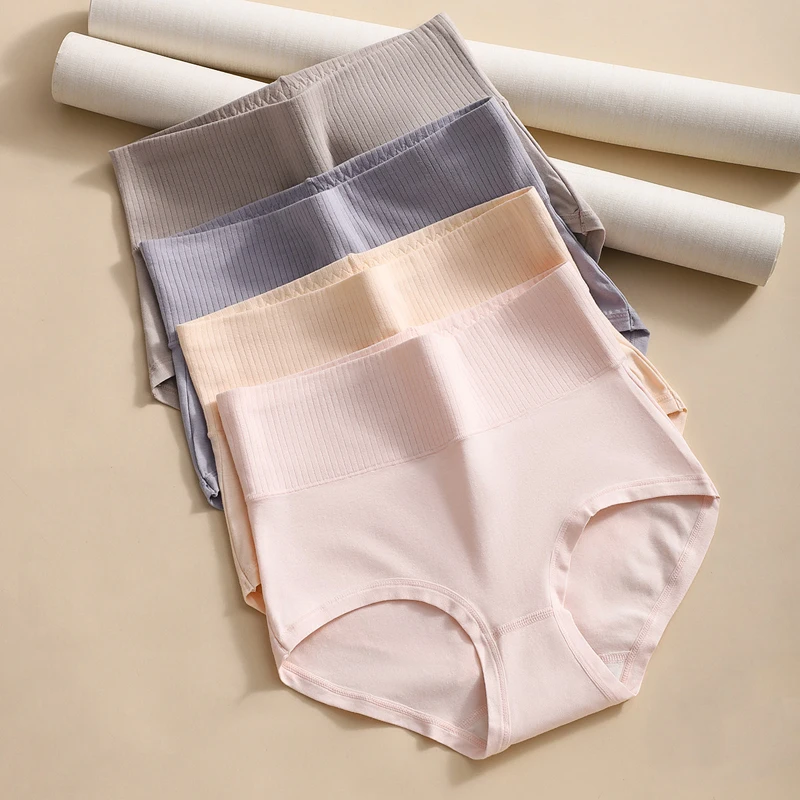 4 Teile/satz Hohe Taille Unterwäsche Frauen Höschen Body Shaper Unterhose Solide Mädchen Briefs Weiche Baumwolle Panty Abnehmen Weibliche Dessous Image