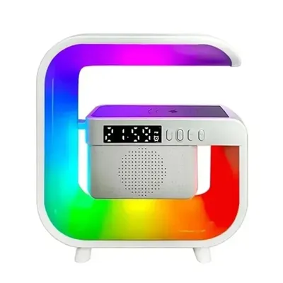 15W Wireless Charger Station Bluetooth Speaker RGB Desk Lamp Light Alarm Clock For iPhone Samsung Xiaomi Fast Charging Stand Pad