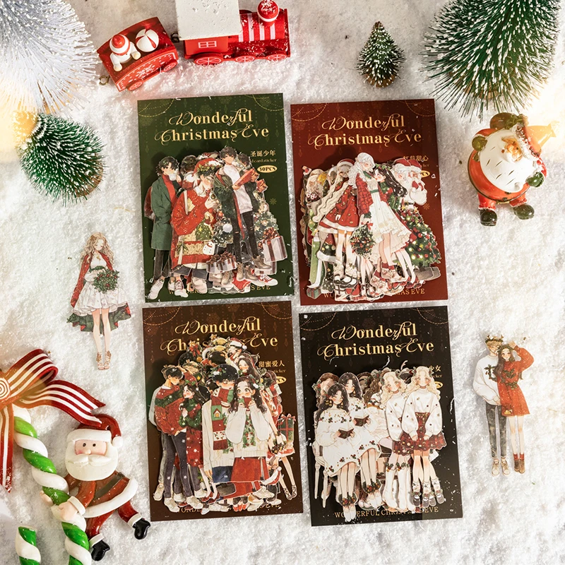 30 Blatt/Packung Weihnachten Mädchen Aufkleber Ästhetische Stick Etiketten Dekoratives Tagebuch Album Material Scrapbooking Zubehör Image