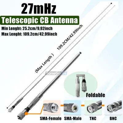 27MHz SMA-Female/SMA-Male/BNC/TNC Handheld Telescopic CB Antenna For UV-K5(8) TK118 CB-58 UV-98 PLUS ICOM Kenwood Walkie Talkie