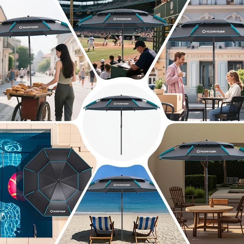 Angelschirm: UV-Schutz, wasserdicht, windabweisend mit stabilem Ständer – faltbar zum Angeln im Süß-/Salzwasser Image