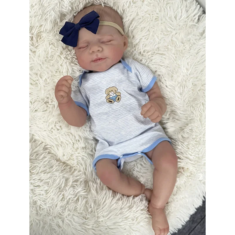 48CM Ganzkörper-Vinyl-Silikon-Babypuppen Reborn Pascale Neugeborenes schlafendes Mädchen Junge 3D-bemalte Haut mit sichtbaren Adern Bebe Reborn