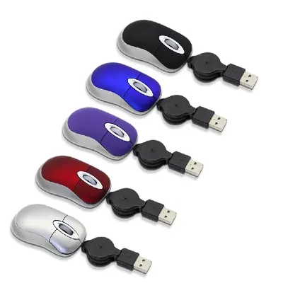 Tragbare Mini-Maus mit Kabel, einziehbar, Computer-Maus, kleine Hand, USB, optisch, 1000 DPI, Büromäuse für PC, Laptop, Notebook für Kinder