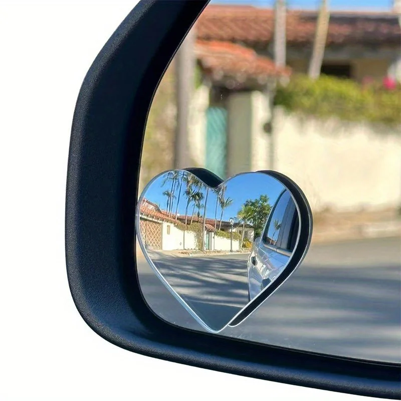 Auto-Rückspiegel, herzförmiger runder Spiegel, der hochauflösende Liebe umkehrt, großes Sichtfeld, Rückspiegel