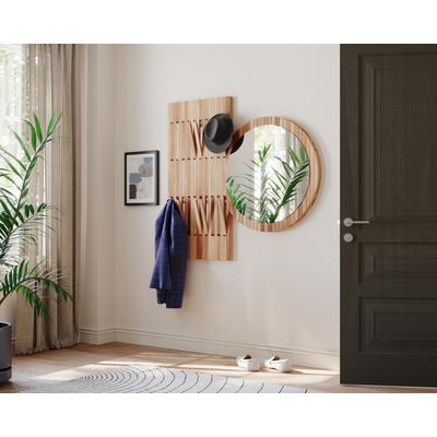 BlackWood »Piaforte Round« Massivholz Design-Garderobe Spiegel Schwarz Image
