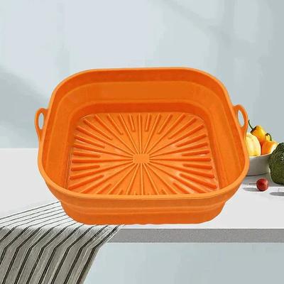 Collapsible Silicone Grill Pan Round Air Fryer Baking Tray Foldable Heat Resistant Non Stick Mat Reusable Silicone Liner Oil Proof Kitchen Cooking Accessories