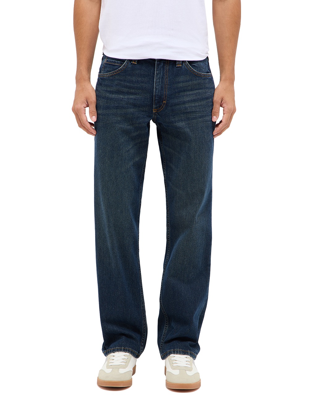 Straight-Jeans MUSTANG "Herren Style Tramper Straight", Herren, Gr. 50, Länge 30, blau (883 dunkelblau), Denim/Jeans, 99% Baumwolle, 1% Elasthan, unifarben, straight fit, Jeans Straight-Jeans
