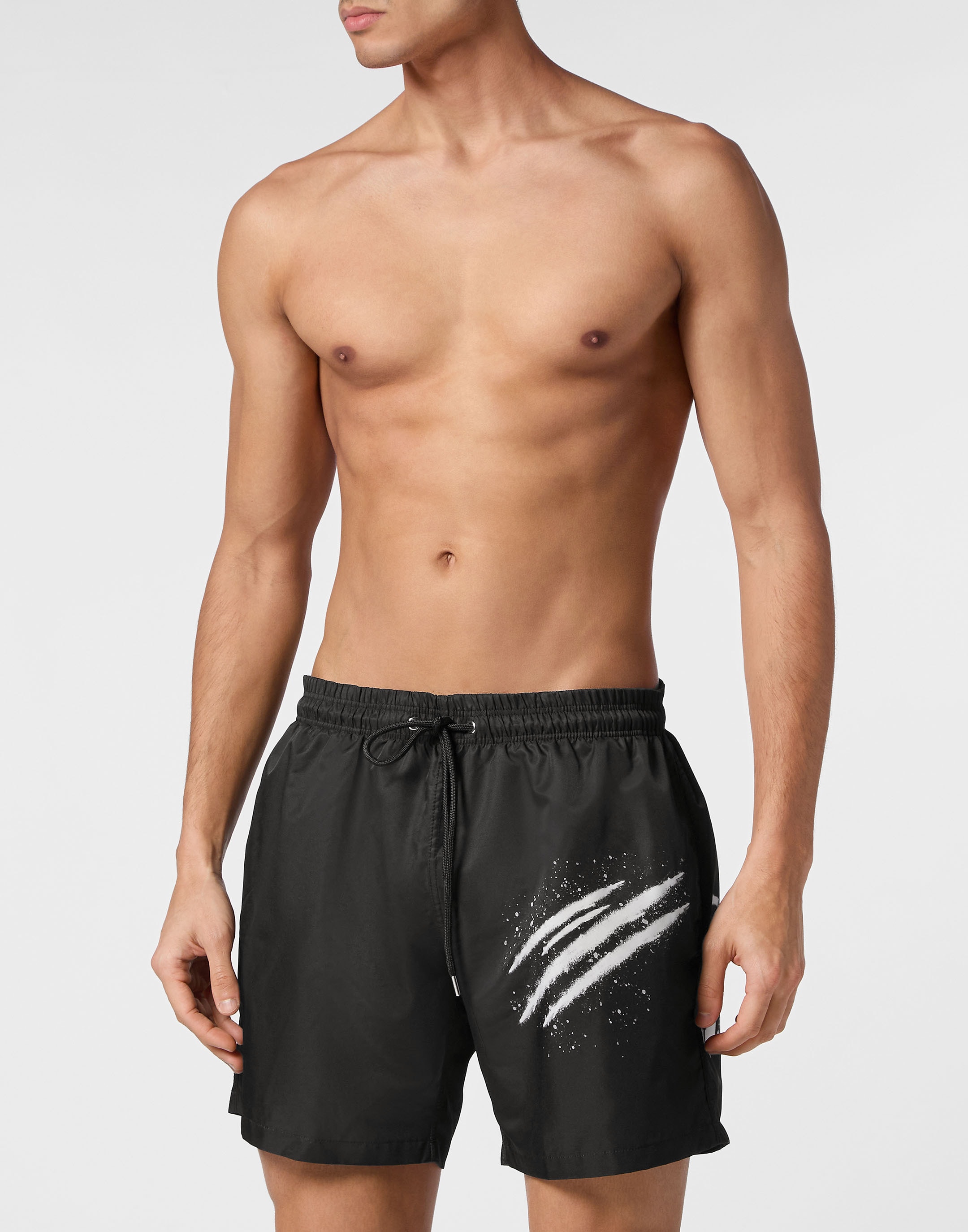 Badehose PLEIN SPORT "Badehose", Herren, Gr. M, US-Größen, schwarz-weiß (0201, schwarz, weiß), Obermaterial: 100% Polyester, Badehosen Image