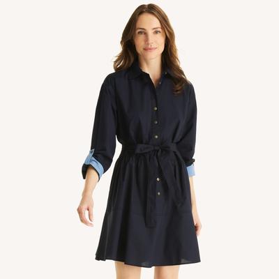 Nautica Women's Button-Up Dress Navy, M