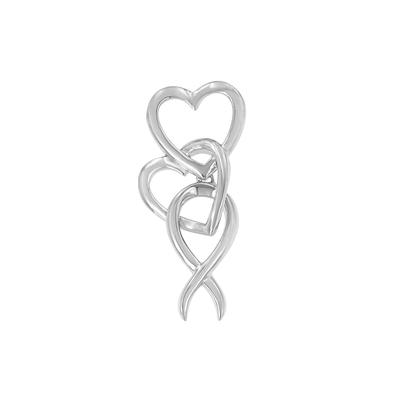 Women's .925 Sterling Silver Double-Heart & Awareness Ribbon Linked Pendant Necklace by Haus of Brilliance in Silver