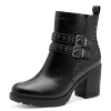 Stiefelette MARCO TOZZI, Damen, Gr. 38, schwarz, Lederimitat, unifarben, Reptilienprägung, modisch, Schuhe, Blockabsatz, Ankleboots mit Zierschnallen und Ösen