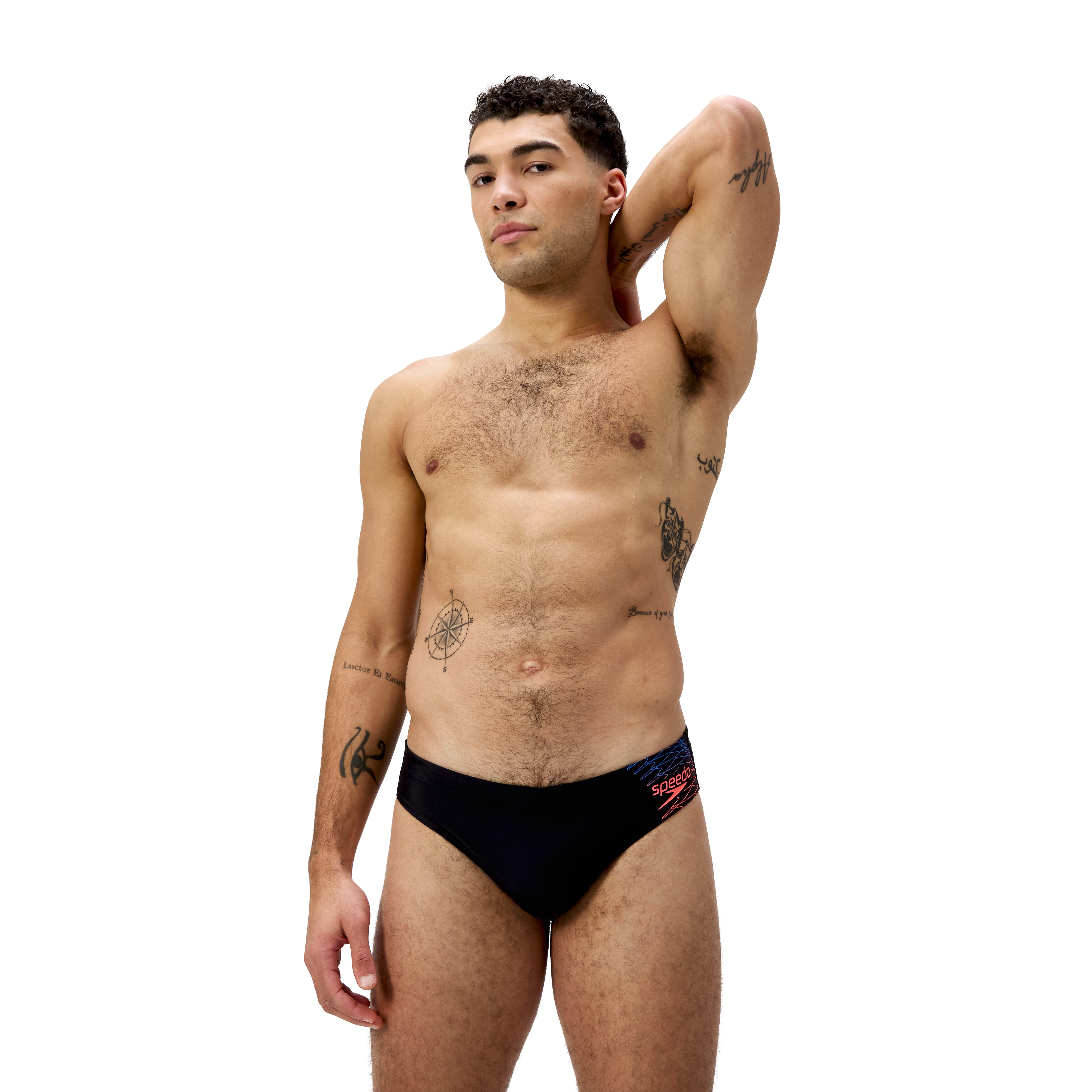 Badehose SPEEDO, Herren, Gr. 8L, N-Gr, schwarz (schwarz, neon c), Obermaterial: 80% Nylon, 20% Elasthan, Sportlich, Badehosen, schnell trocknend Image
