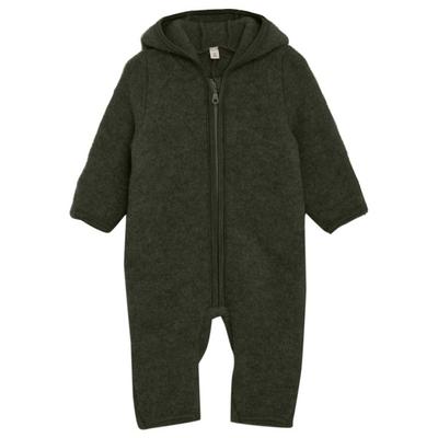 Huttelihut - Kid's Pram Suit Bear Ears Wool Fleece - Overall Gr 92 oliv Image