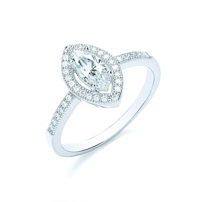 Buckley London Ring Messing rhodiniert Kristall Image