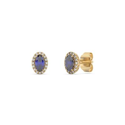 Diam Addict Ohrring 585 Gelbgold mit im Labor gezüchteten Diamanten und Saphir Image
