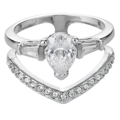 Buckley London Ring Messing rhodiniert Kristall Image
