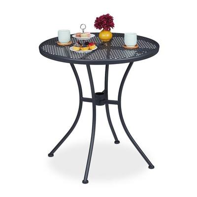 relaxdays Gartentisch mit Schirmloch schwarz ø70 cm Image