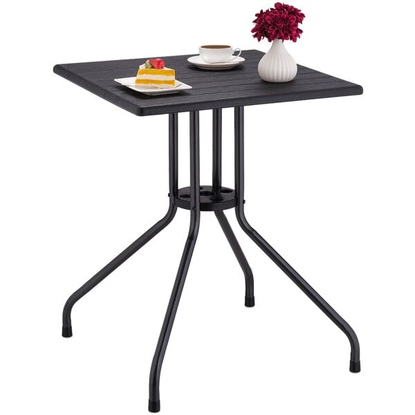 relaxdays Gartentisch in Holz-Optik schwarz 61 x 61 cm schwarz Image