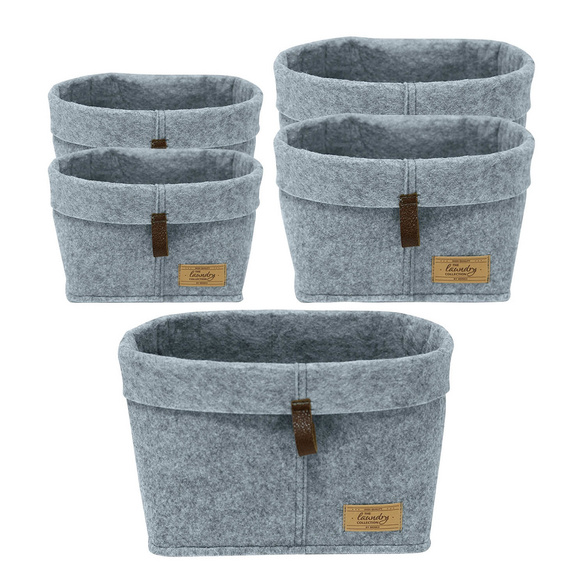 Aufbewahrungskörbe „Feli“, 5er Set, Filz grau WENKO