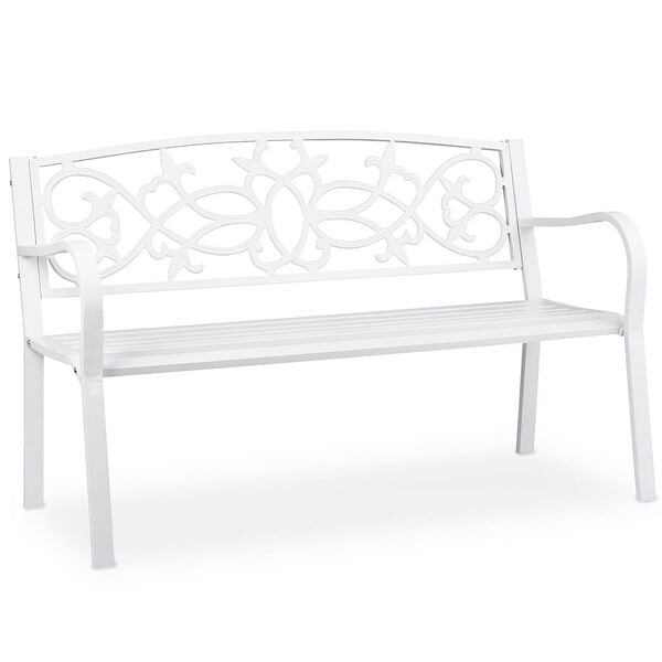 relaxdays Vintage Gartenbank für 2 Personen weiß weiß, 120 cm