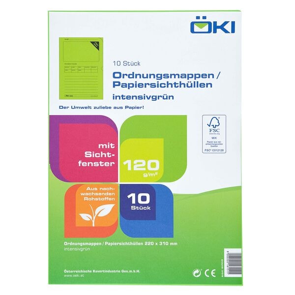 ÖKI Sichthüllen »Ordo« A4 Papier 100 Stück grün, 22x31 cm Image