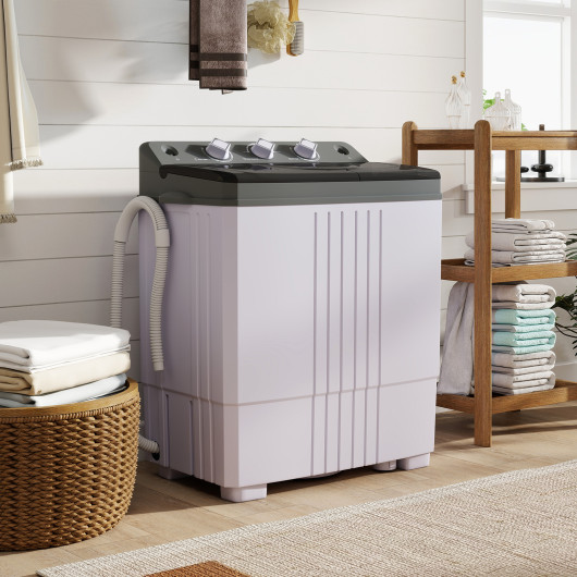 Costway Portable Washing Machine with Built-in Drain Pump-Gray