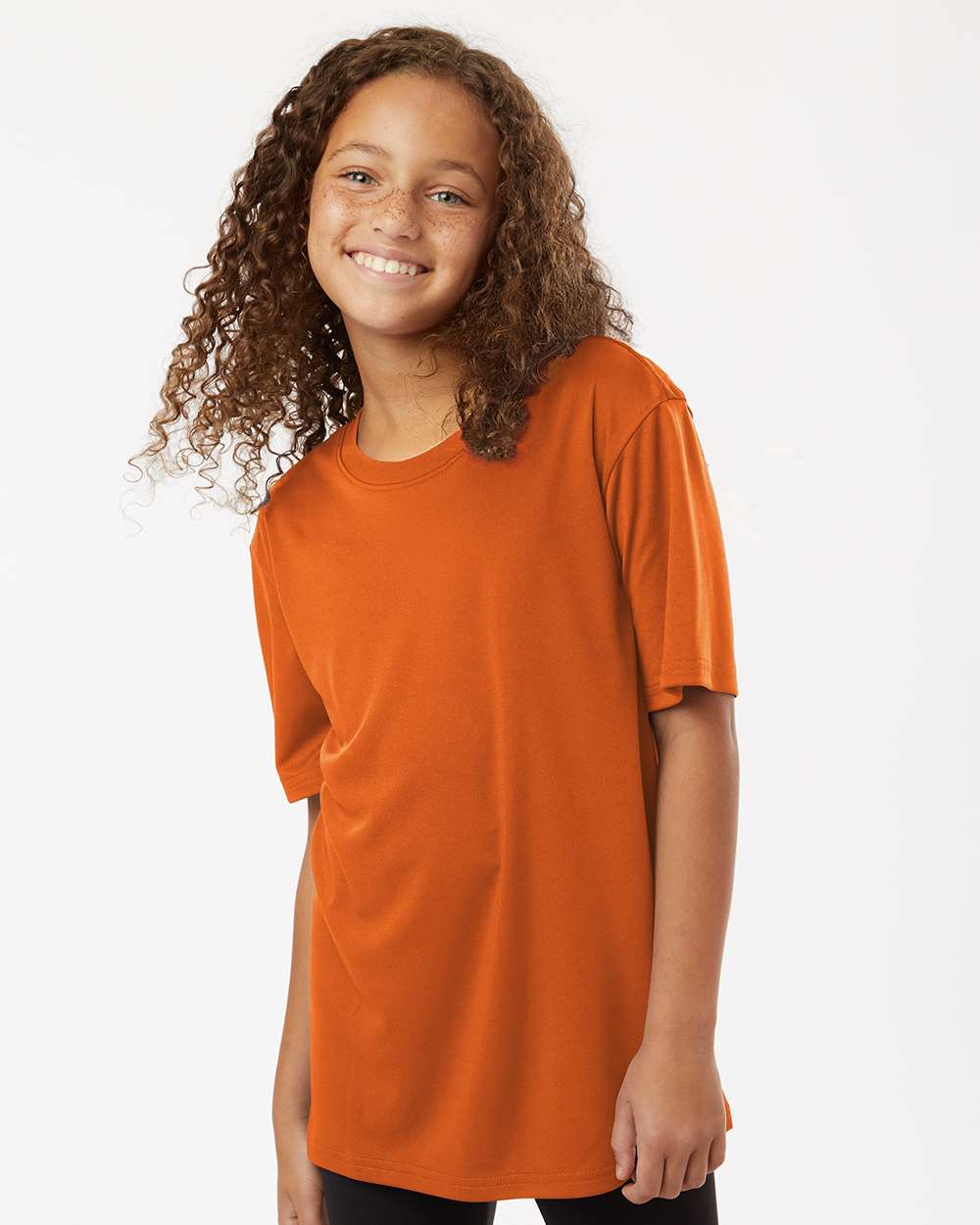 AllPro 48000Y Youth Pro-Lock Performance T-Shirt in Rust size Large | Polyester